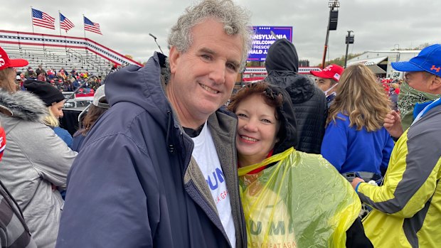 Karen Kirley, attending her fourth Trump rally, wanted friend Bob Walker to experience the thrill. 