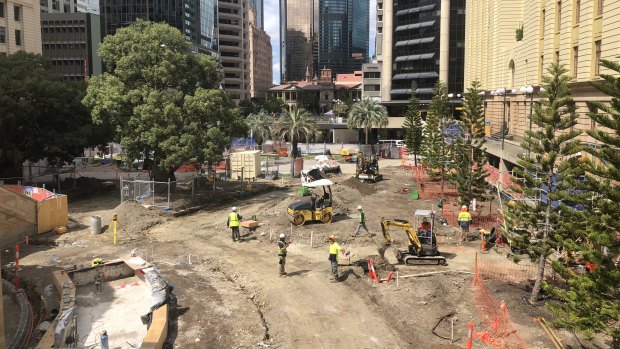Restoration work under way at Anzac Square in September. 