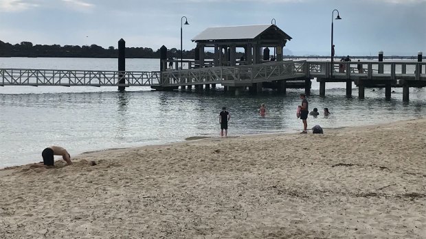 Pumicestone Passage between Bribie Island and Sandstone Point.