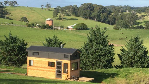 A tiny house among the rolling green countryside of Tilba.