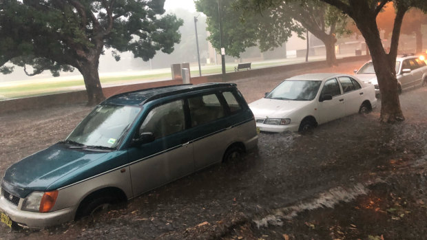 The rain caused flash flooding in Glebe on Wednesday morning.