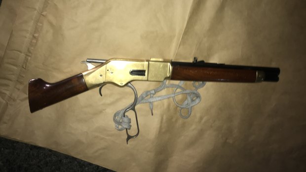 A sawn-off rifle police allegedly seized from Alexander Victor Miller on Tuesday night.