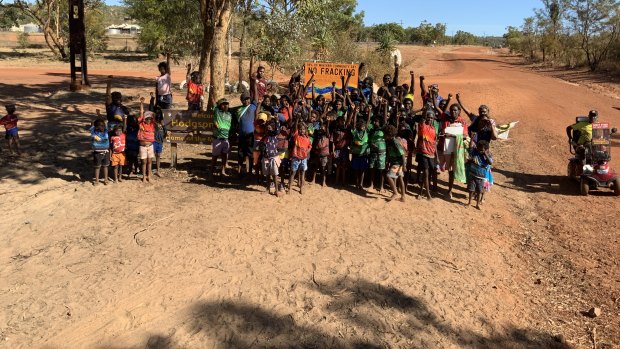 Anti-fracking Seed Mob members at Minyerri, in the Northern Territory. 