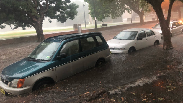 Heavy rain caused flash flooding in Glebe.