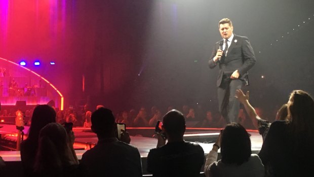 Buble's almost-two-hour set struck the right balance between quiet intimate love songs and punchy jazz numbers.