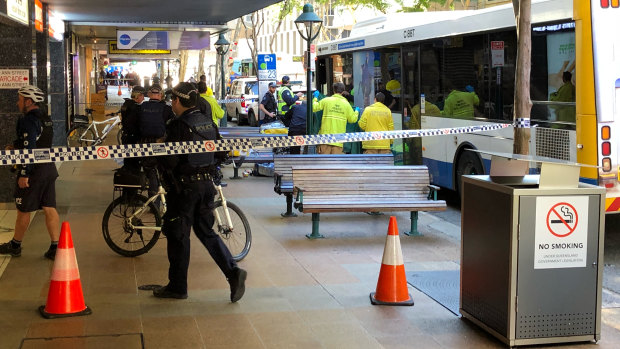 A pedestrian was struck by a bus on Adelaide Street in Brisbane in June.