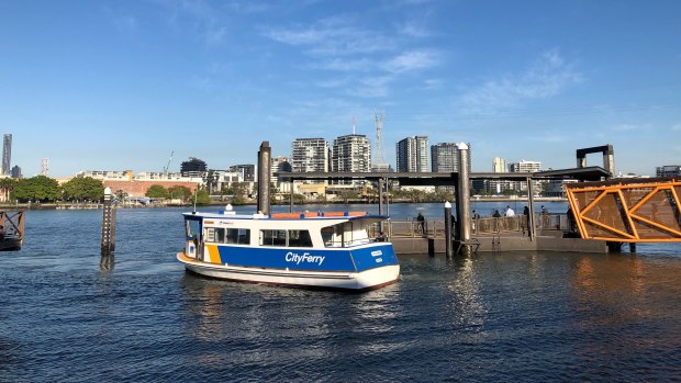 The remaining cross-river ferry operating the Bulimba to Teneriffe route has a steel hull rather than a wooden one.