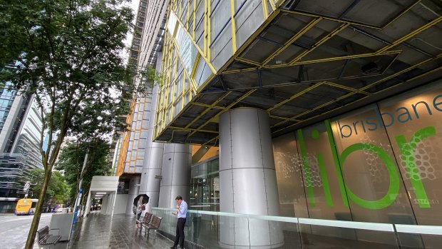 Fire-risk wall cladding is starting to be removed from George Street’s Brisbane Square building.