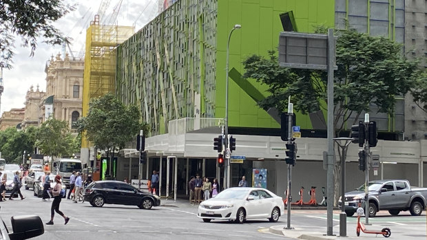The 38-storey Brisbane Square building on George Street, where millions of dollars will be spent removing external wall panels over the next 14 months.
