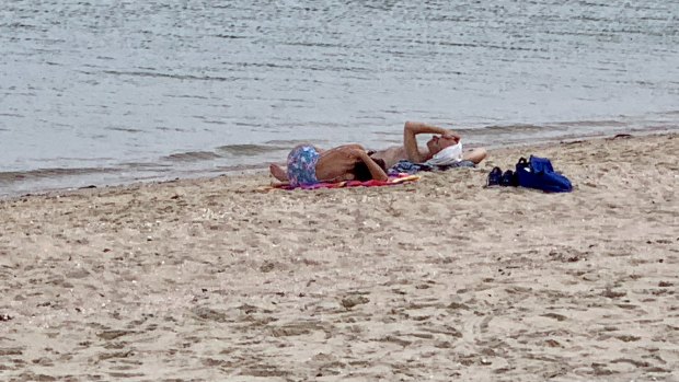 Sunbathers on Middle Park beach took advantage of the  warm weather on Wednesday afternoon.
