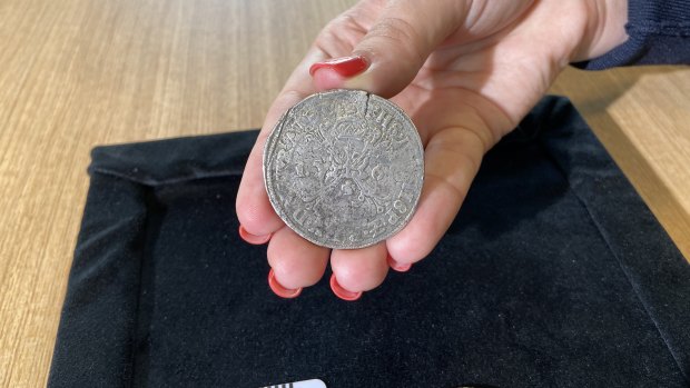 One of four silver coins from the 1629 wreck of the Dutch East India flagship, the Batavia.