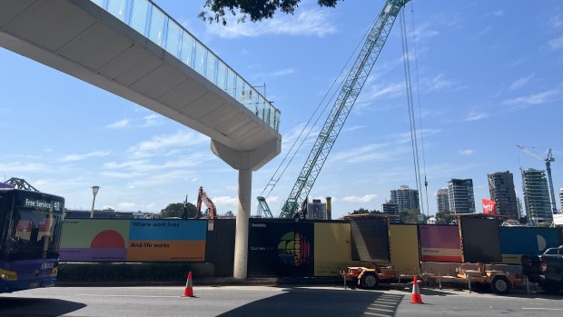 Brisbane’s “bridge to nowhere” propped over Eagle Street is about to come down.
