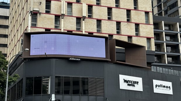 One of the affected billboards, on the corner of Roma and Ann streets in Brisbane’s CBD.