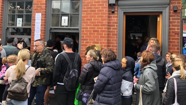 People queued around the block in Ripponlea on Saturday for Attica's bake sale to raise funds for victims of the Christchurch terror attack. 