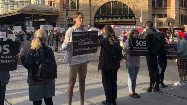 Vegan protesters in Melbourne earlier this year.