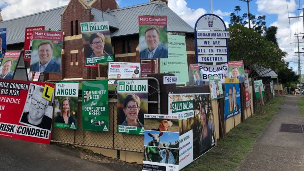 Voters and volunteers were few and far between at an East Brisbane polling site for the Queensland local government election on March 28.