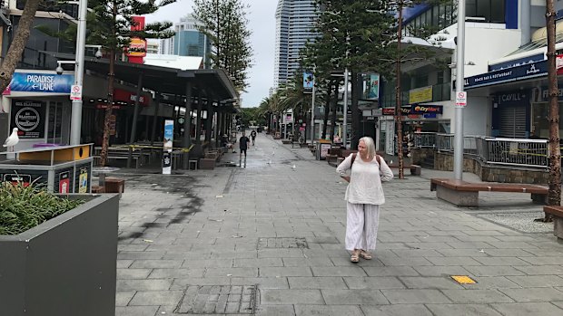 Cavill Mall was almost deserted on Tuesday.