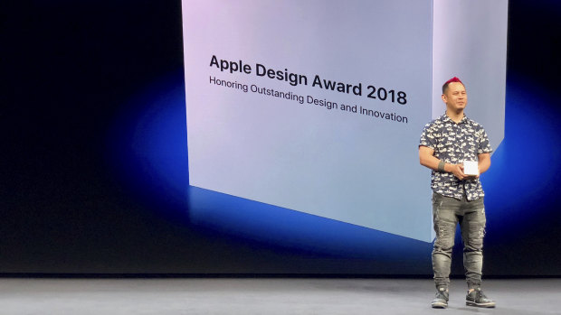 Ken Wong accepts the Apple Design Award at WWDC.