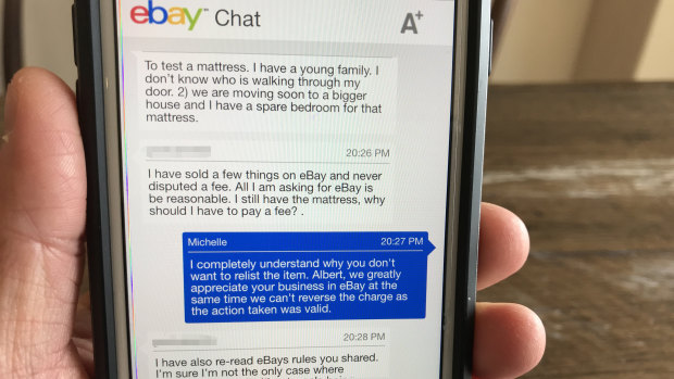Part of the conversation Albert Li had with an eBay representative.