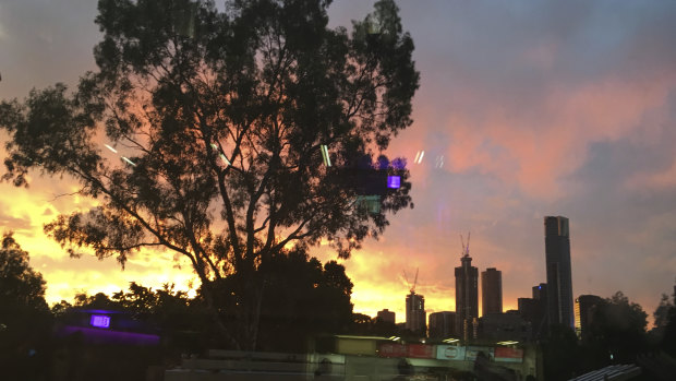 The sunset from Margaret Court Arena last night, captured by reader Lois Michael.