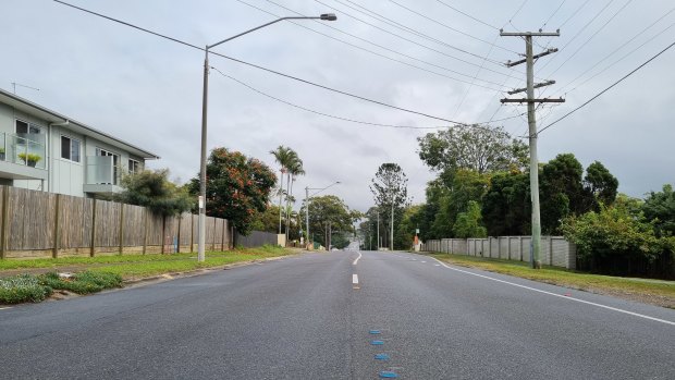 On this stretch of Underwood Road, people on the left live in the Logan suburb of Rochedale South, while people on the right live in the Brisbane suburb of Rochedale.