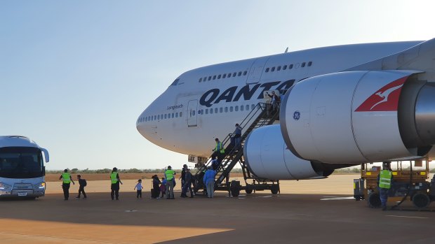 The first plane to Christmas Island left on Tuesday morning.