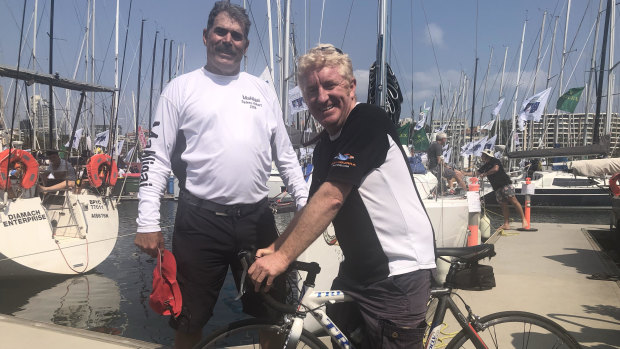 In the name of charity, cyclist Andrew McKay is racing Murray Owen's 46ft yacht.