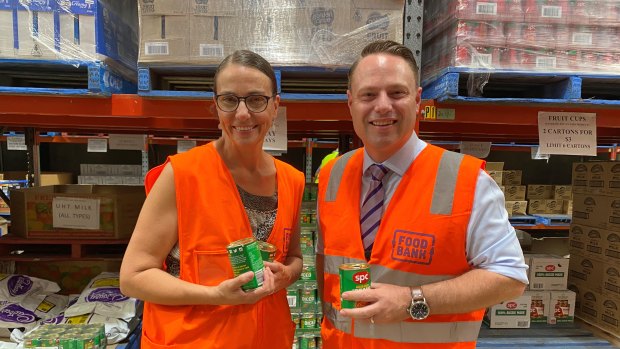 Lord mayor Adrian Schrinner and Foodbank Queensland chief executive Sara Harrup.