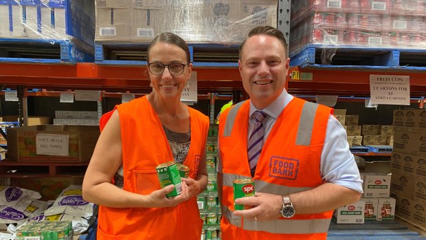 Foodbank Queensland chief executive Sara Harrup, pictured in January with lord mayor Adrian Schrinner.