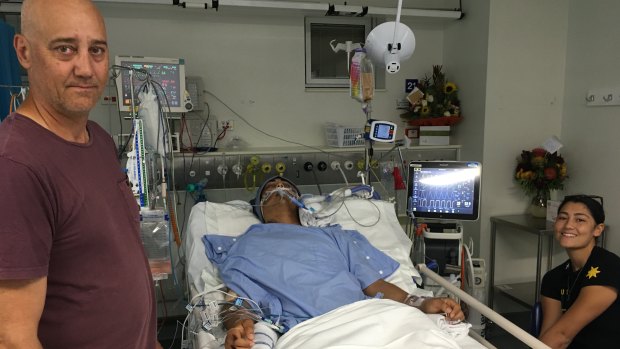 Father Martin and sister Saya visit Kai Sakakibara in hospital after his serious accident which left him in a coma for two months.