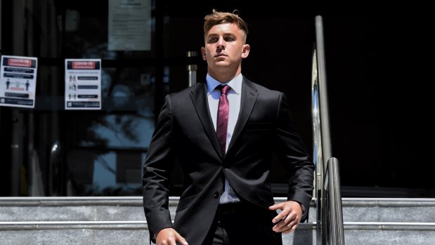Callan Sinclair outside the NSW District Court in Wollongong on Wednesday.