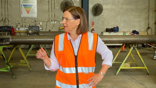 LNP leader Deb Frecklington visits a manufacturing company in Mackay.