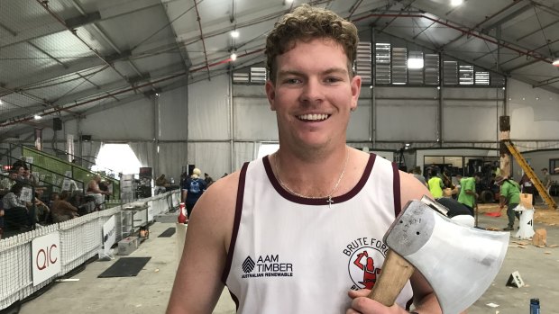 Jack Stratton says competitive woodchoppers try to stay fit, “despite how some of us look”.