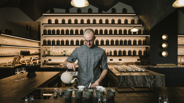 Tea sommelier Thibault Chuzeville at Yugen, in the base of Melbourne’s Capitol Grand apartment tower.
