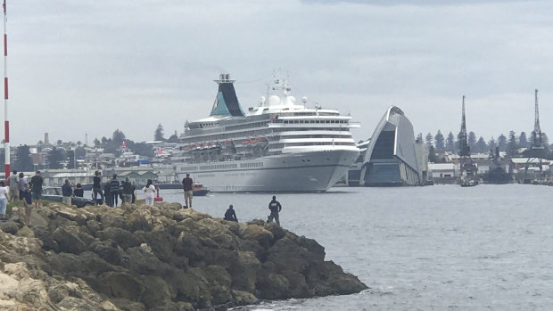 The German cruise ship Artania departs Fremantle Port.