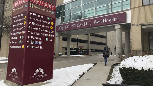 Main entrance to Mount Carmel West Hospital in Columbus, Ohio. 
