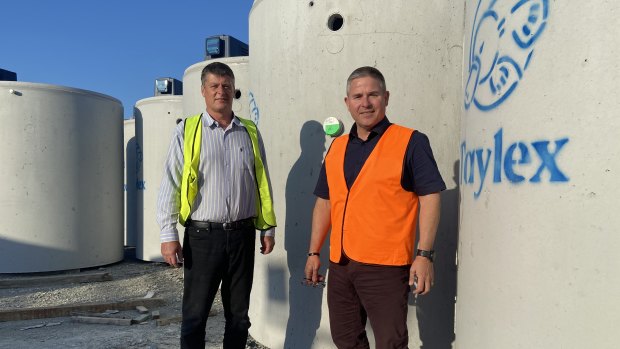 Taylex Tanks’ Russell Van Blerck and Tim Young said they had seen a 40 per cent increase in rainwater tank sales in the past 12 months.