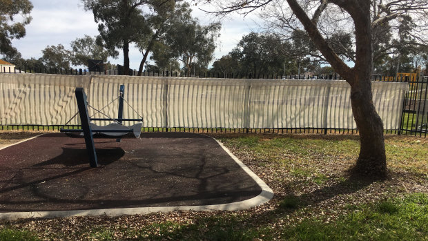 The outdoor play area for Abdul, which also includes a trampoline.