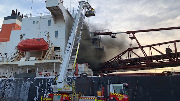 Fire and Rescue NSW ladder machinery in operation. 