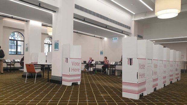 The early voting centre at City Hall in Brisbane.