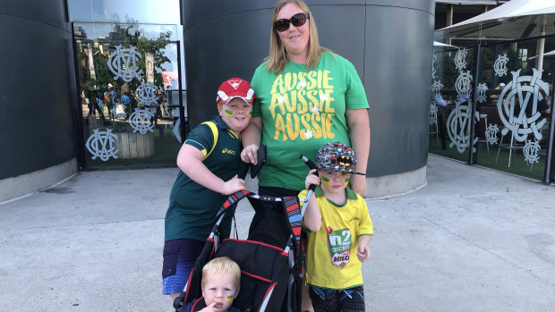 Laura Johnson and her family are at the MCG for Ms Johnson's "cricket fanatic" husband.