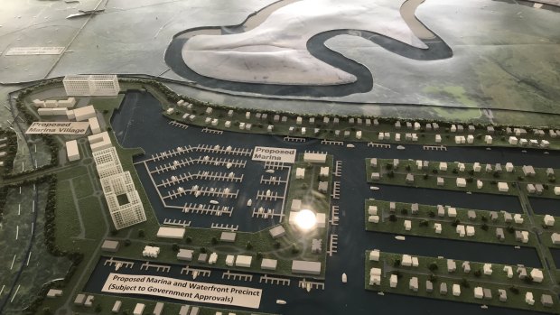A model of the proposed marina and canal estate on display in the sales office at North Harbour.