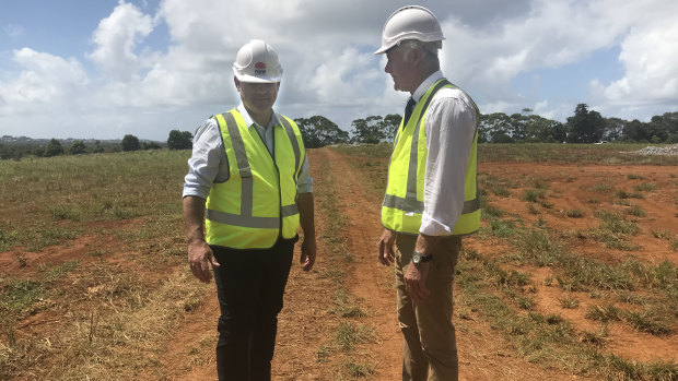 Deputy Premier John Barilaro and MP Geoff Provest at the proposed Tweed hospital site.