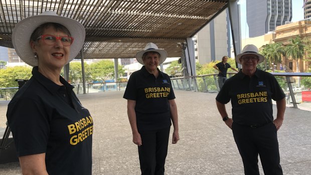 Brisbane Greeters will return to the streets with a new blue-and-gold uniform.