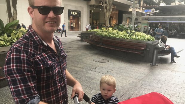 Luke Thomas supports the idea of a playground in the Queen Street Mall, and his son Harry didn't disagree.