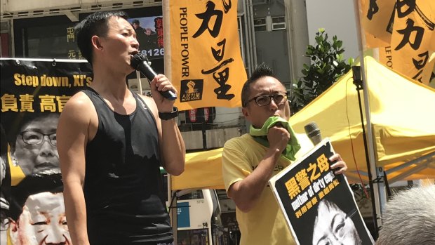 Legislative Councillor Ray Chan of People Power at Sunday's rally.
