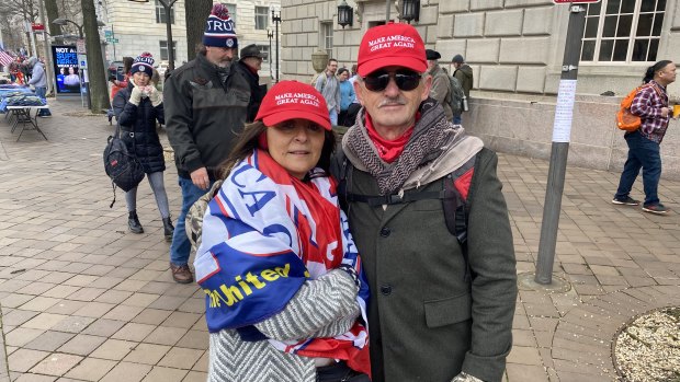 Trump supporters Michelle and Jerry Daniele believe Democrats stole the presidential election. 
