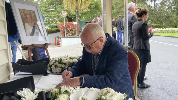 John Lincolne came to Government House to sign the condolence book.