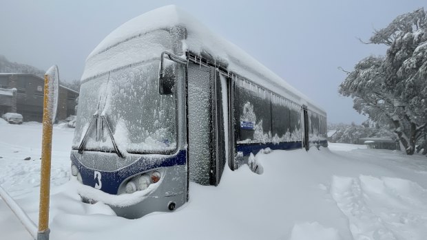 Heavy snow at Mt Buller ahead of opening weekend. 