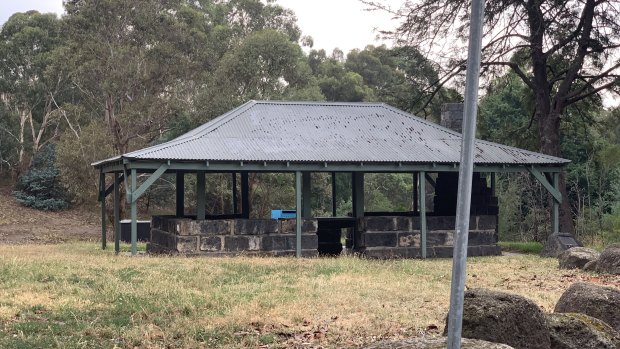 The undercover barbecue area where the 20-year-old was arrested in Greensborough.